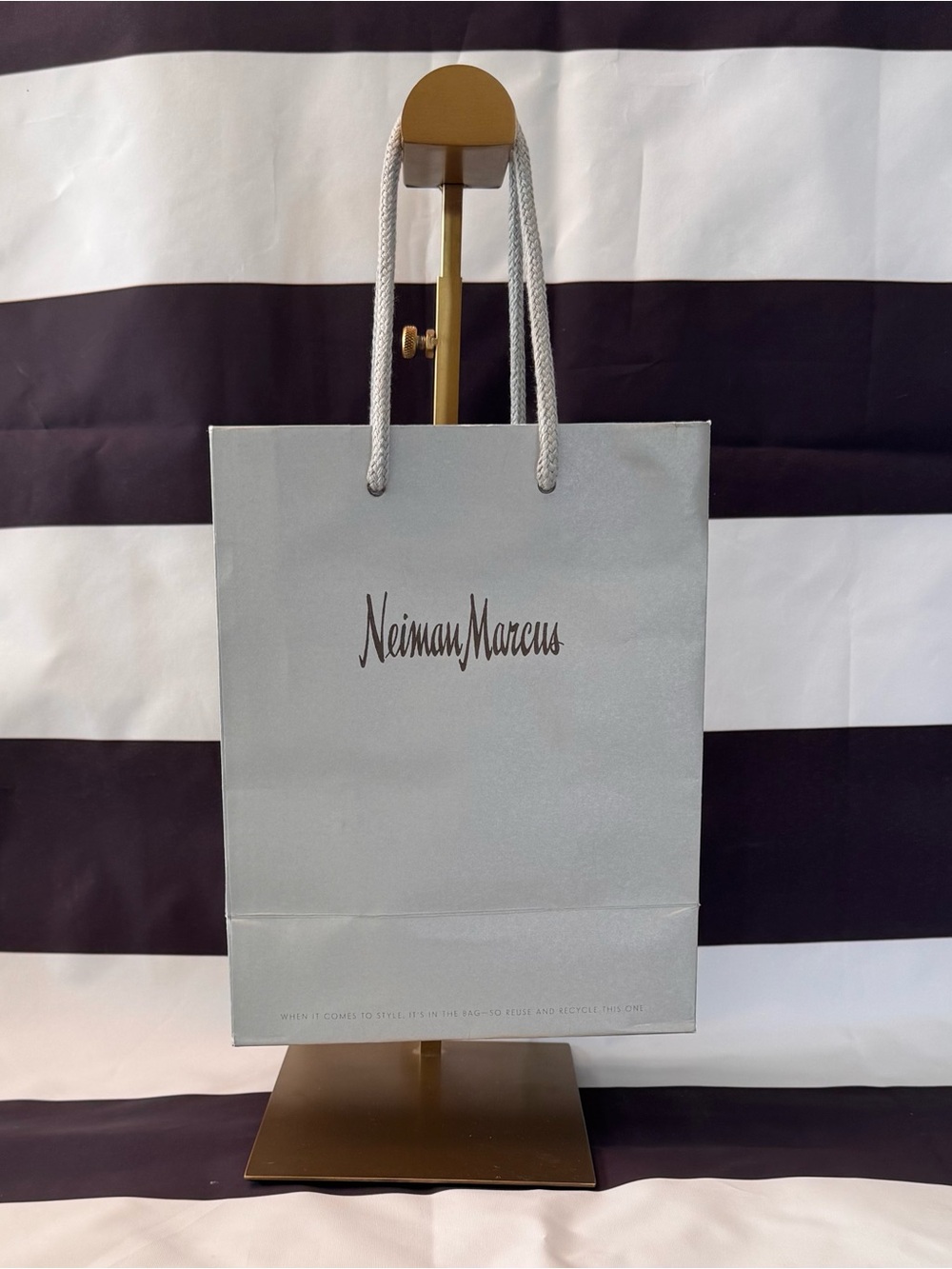 Neiman Marcus Light Gray Rope-Handle Gift Tote